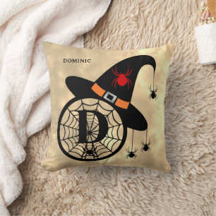 Monogramm D Halloween Himmel Hexe Spinnen Name Kissen