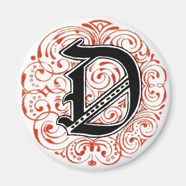 Monogramm 'D' in Rot - Magnet (Vorne)