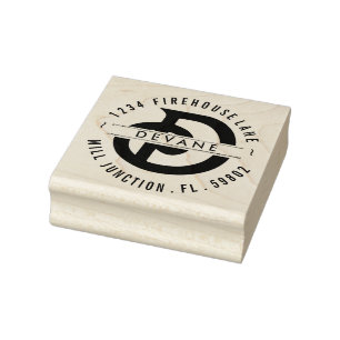Monogramm D Rücksendeadresse Briefmarke Gummistempel