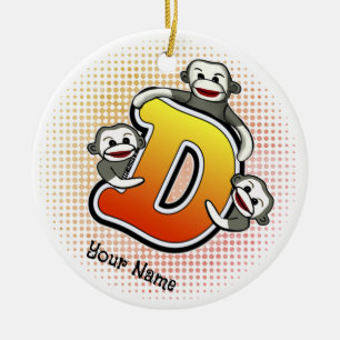 Monogramm D Sockenaffe Keramik Ornament
