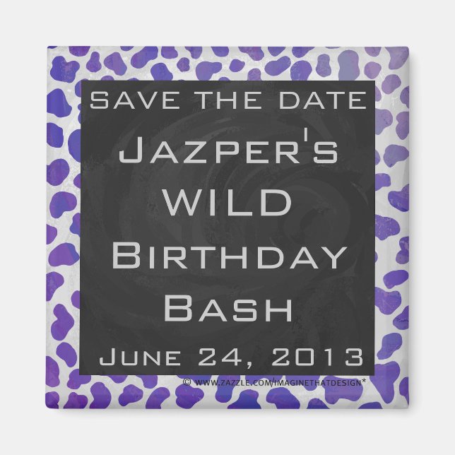 Monogramm-Dalmatiner Lila und weiß Magnet (Vorne)