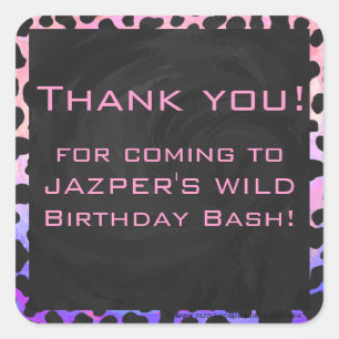 Monogramm Dalmatiner Schwarz/Rosa Quadratischer Aufkleber