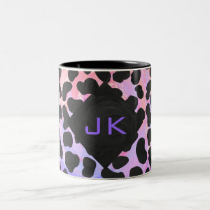 Monogramm Dalmatiner Schwarz/Rosa Zweifarbige Tasse