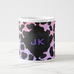 Monogramm Dalmatiner Schwarz und Rosa Jumbo-Tasse