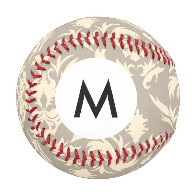Monogramm Damask 2 Baseball (Vorderseite Links)