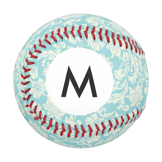 Monogramm-Damaskus-Muster 3 Baseball (Vorderseite Links)