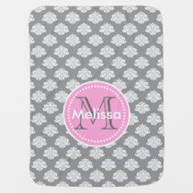 Monogramm-Damast-Baby-Decke personifizieren