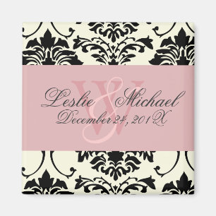Monogramm Damast Hochzeit, Magnete Magnet