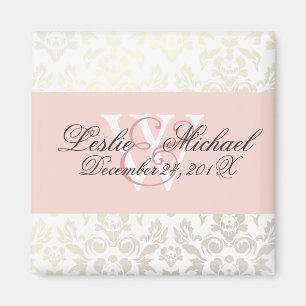Monogramm Damast Hochzeit, Magnete Magnet
