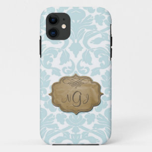 Monogramm-Damast-Türkis iPhone 5 Fall 11 Hülle