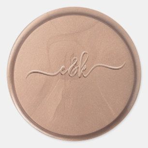 Monogramm Date Chocolate Brown Wax Siegel Sticker
