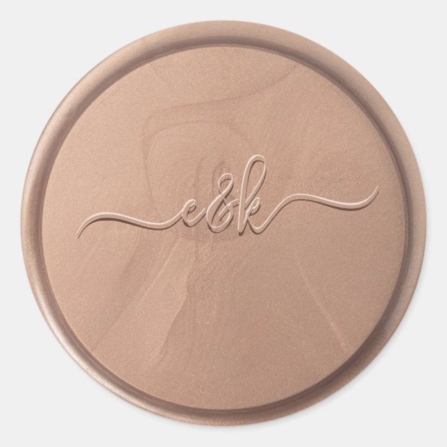 Monogramm Date Chocolate Brown Wax Siegel Sticker (Vorderseite)