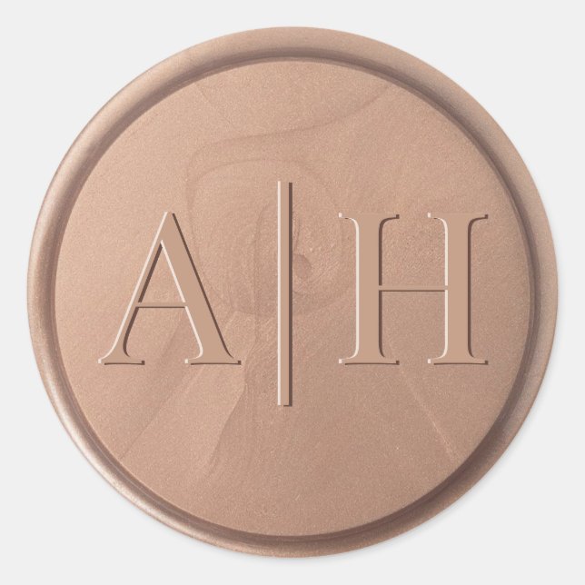 Monogramm Datum Schokolade Braun Siegel Aufkleber (Vorderseite)