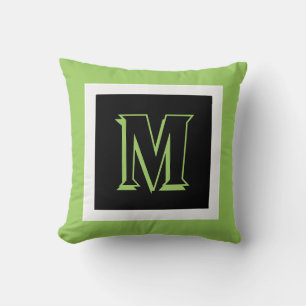 Monogramm-Dekoration in Schwarz und Grün Kissen