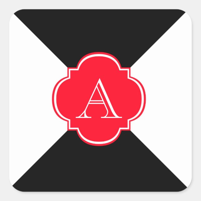 Monogramm-Dekoration Quadratischer Aufkleber (Vorderseite)
