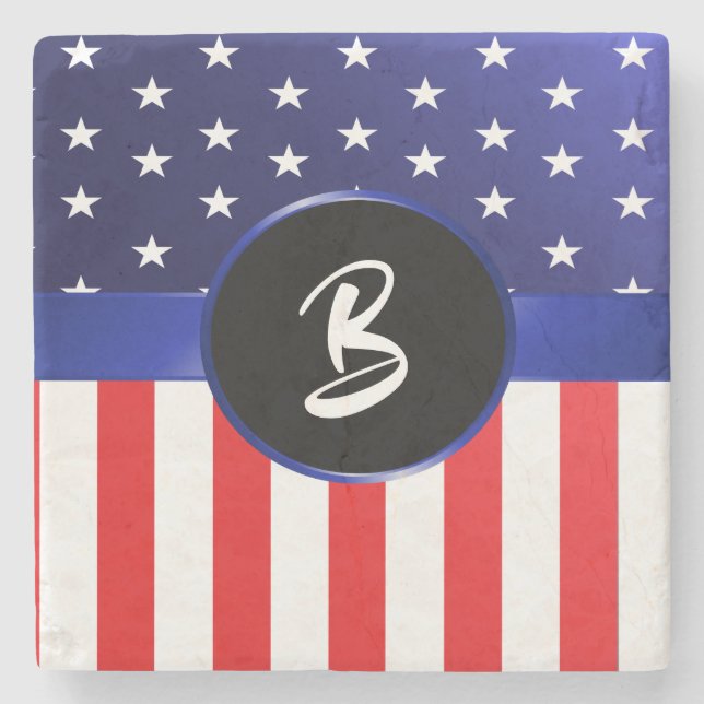 Monogramm der amerikanischen Flagge Steinuntersetzer (Vorderseite)