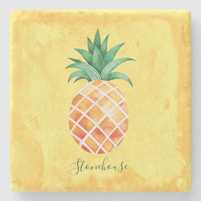 Monogramm der Ananas Steinuntersetzer (Vorderseite)