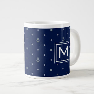 Monogramm der Anker-Tupfen-Pattern  Jumbo-Tasse