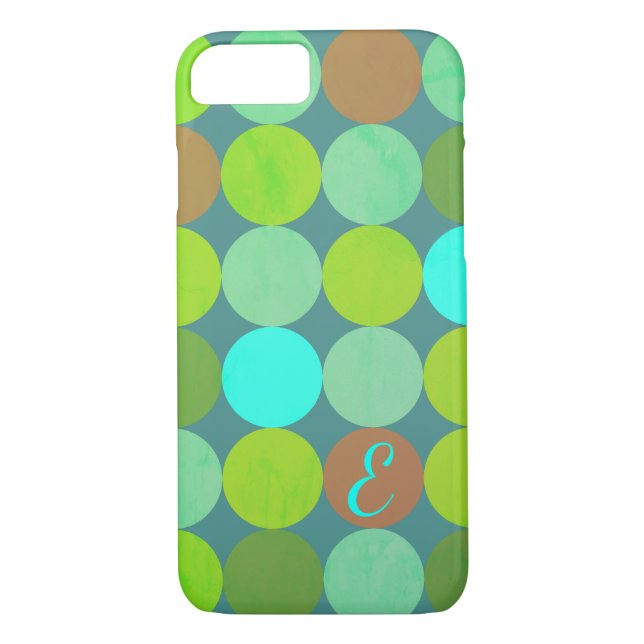 Monogramm der Aquamarinen Zitronen- und Rostkreise Case-Mate iPhone Hülle (Rückseite)