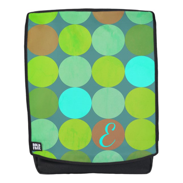 Monogramm der Aquamarinen Zitronen- und Rostkreise Rucksack (Vorderseite)