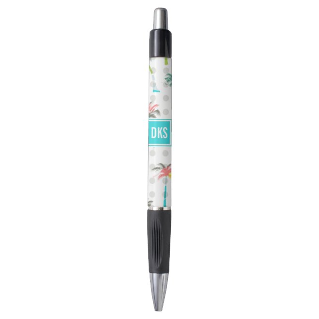 Monogramm der Aquarell-Palme-| Kugelschreiber (Vorderseite Vertikal)