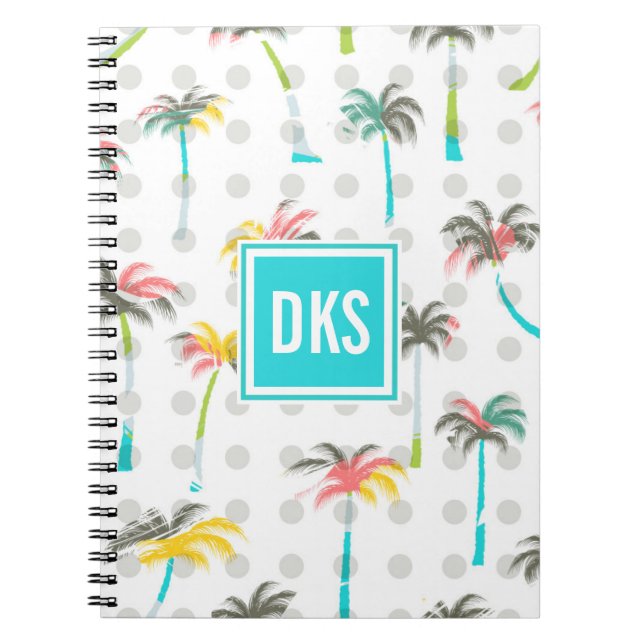 Monogramm der Aquarell-Palme-| Notizblock (Vorderseite)