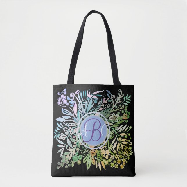 Monogramm der Aquarellfarben Tasche (Vorderseite)