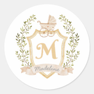 Monogramm der Baby-Carriage m Neutral Runder Aufkleber
