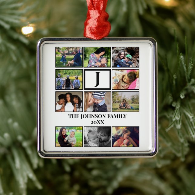 Monogramm der benutzerdefinierten Familie 11 - Fot Ornament Aus Metall (Baum)