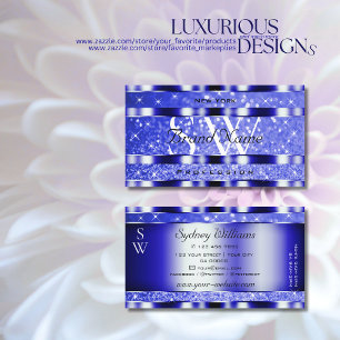 Monogramm der blauen blauen Glitzer-Sparkle-Sterne Visitenkarte
