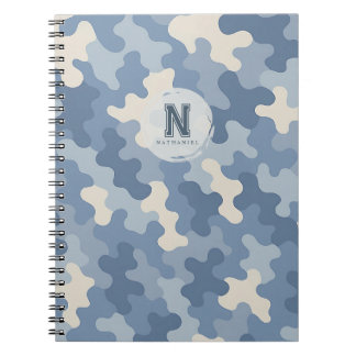 Monogramm der blauen Camouflage Notizblock
