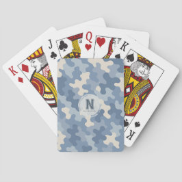 Monogramm der blauen Camouflage Spielkarten
