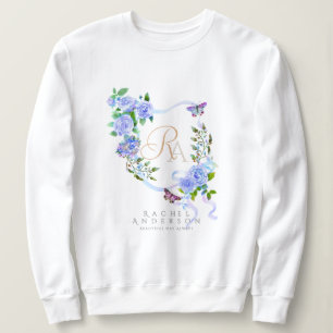 Monogramm der blauen Rose Sweatshirt