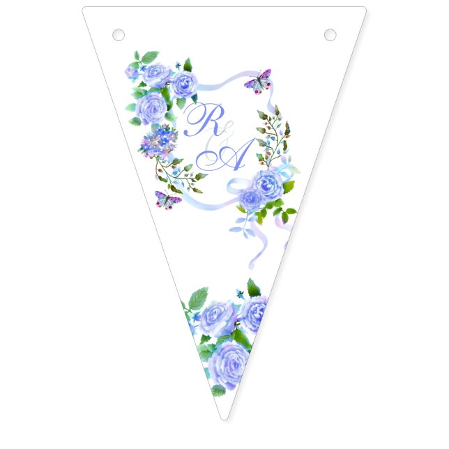 Monogramm der blauen Rose Wimpelkette (Erste Fahne)