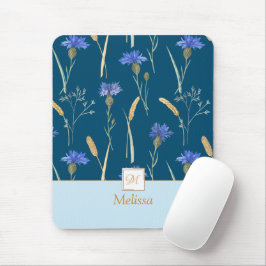 Monogramm der blauen Wildblume Mousepad
