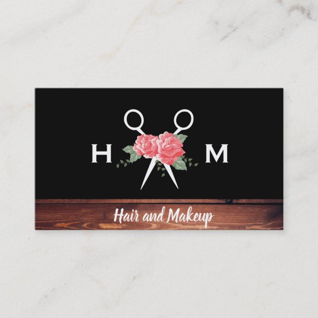 Monogramm der Blume für Haare und Makeup Visitenkarte (Vorderseite)