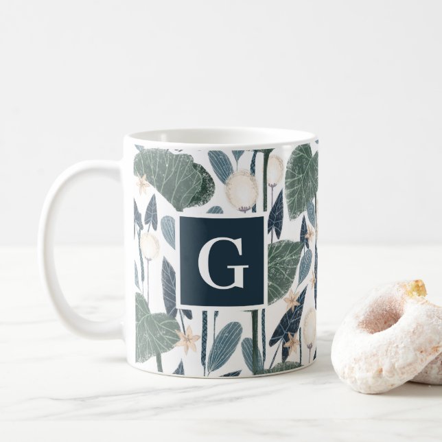 Monogramm der botanischen Illustration Pflanze-Mam Kaffeetasse (Mit Donut)
