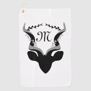 Monogramm der dunklen Antelope-Silhouette Golfhandtuch