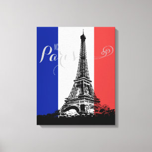 Monogramm der Flagge des Paris Eiffel Tower Frankr Leinwanddruck