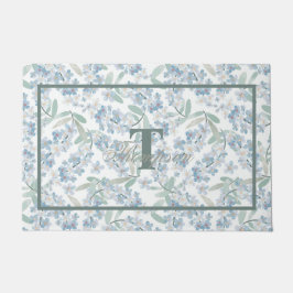 Monogramm der französischen Hütte Sage Green Flora Fußmatte