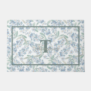 Monogramm der französischen Hütte Sage Green Flora Fußmatte