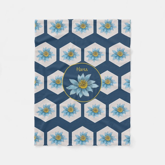 Monogramm der geometrischen Blume Fleecedecke (Vorderseite)