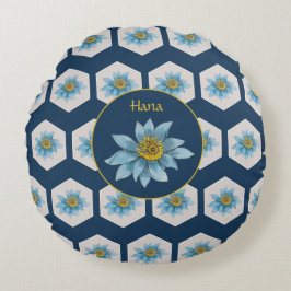 Monogramm der geometrischen Blume Rundes Kissen