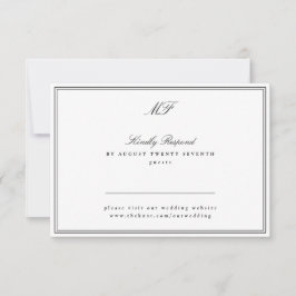 Monogramm der gerahmten Schwarzen Krawatte RSVP Karte