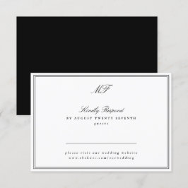 Monogramm der gerahmten Schwarzen Krawatte RSVP Karte