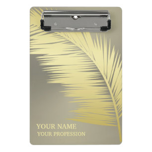 Monogramm der Golden Tropical Palm Blätter Mini Klemmbrett