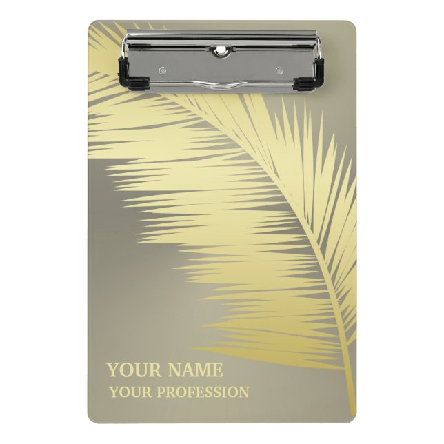 Monogramm der Golden Tropical Palm Blätter Mini Klemmbrett (Vorderseite)