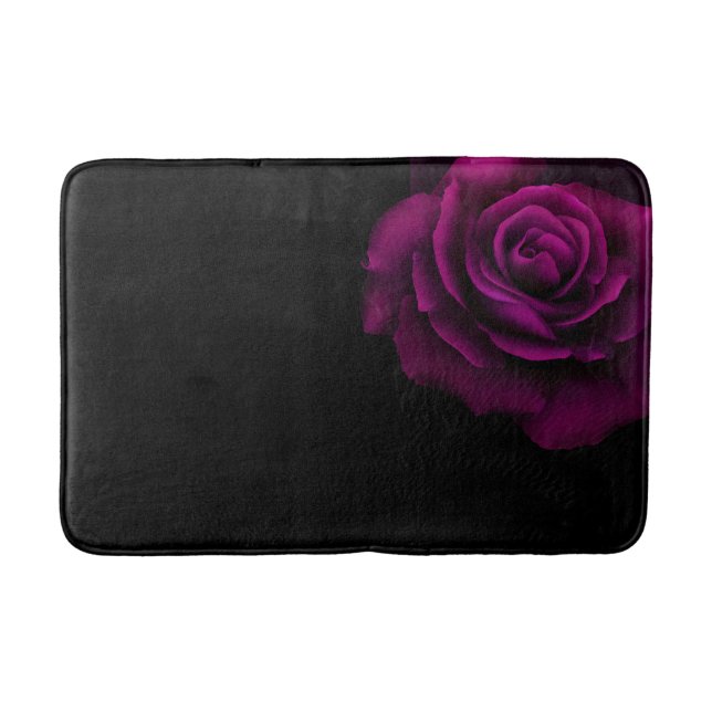 Monogramm der gotischen Blume mit Lila Rote Rose Badematte (Vorderseite)