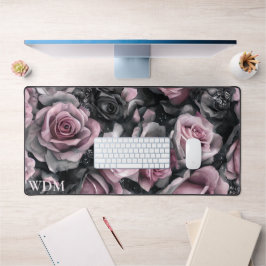 Monogramm der gotischen Rose Rosa und Schwarz Schreibtischunterlage