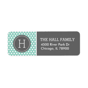 Monogramm der grauen und Aqua-Polka-Dots